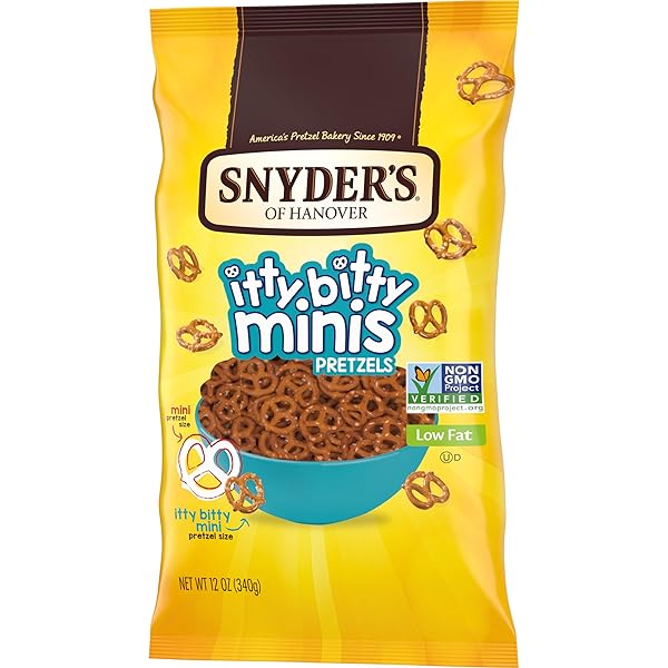 SNYDER’S OF HANOVER, ITTY BITTY MINIS PRETZELS, 12 OZ BAG