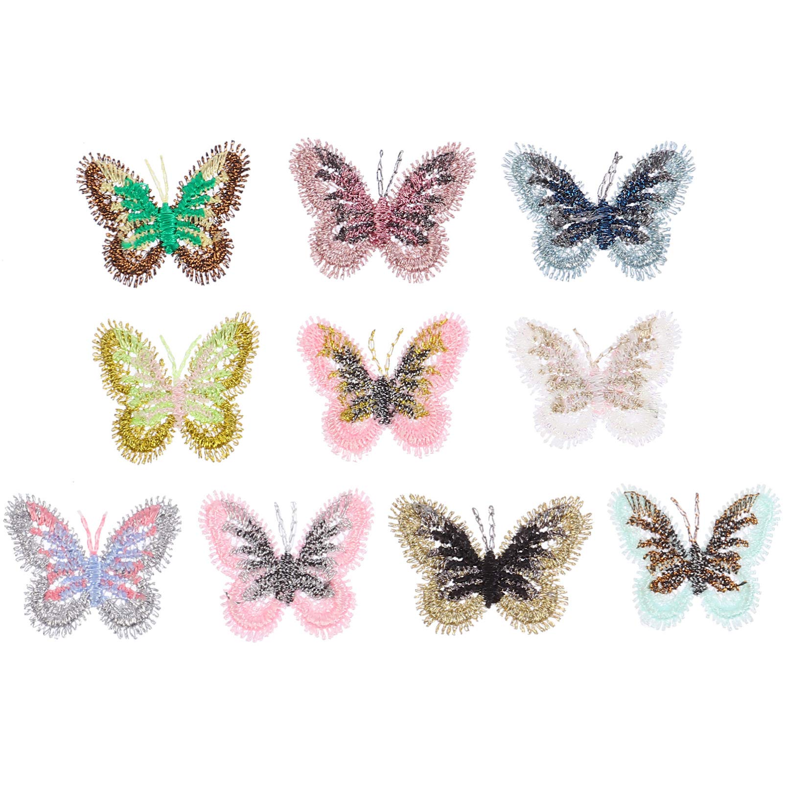 Amosfun 10pcs Butterfly Patches Vintage Sewing Embroidery Patches DIY Clothes Embroidered Badge Sticker Butterflies Sewing Appliques for Jackets Jeans Caps Bag