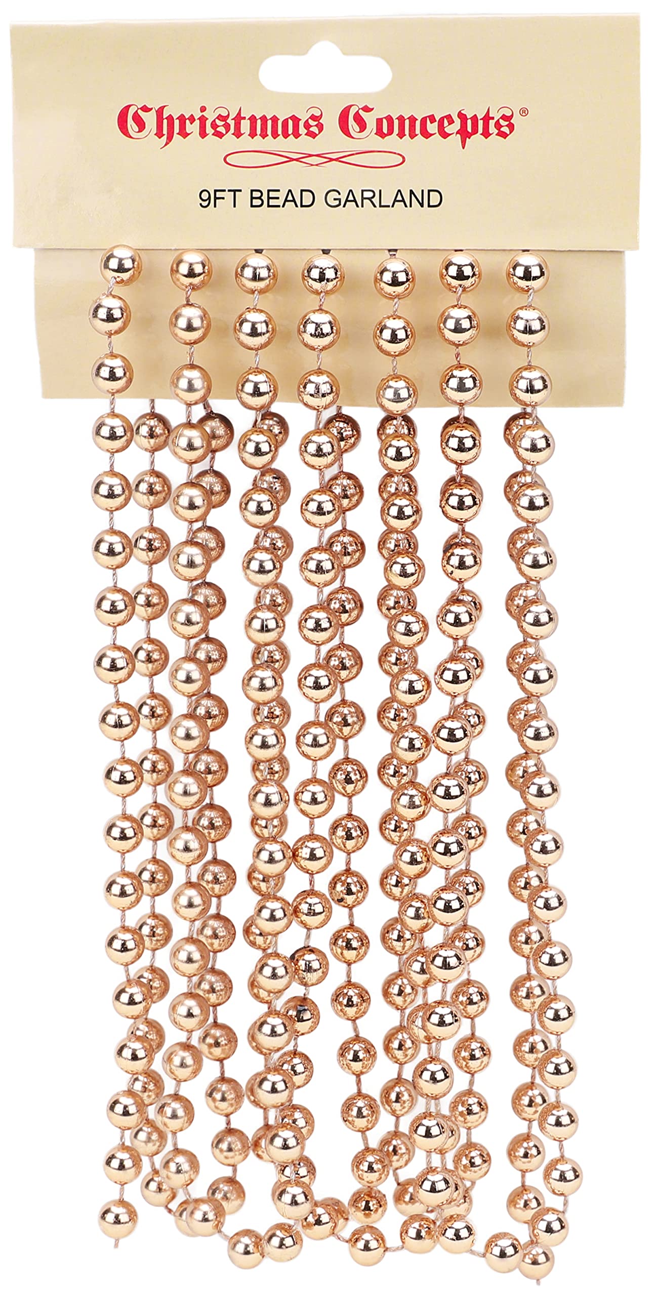 Christmas Concepts® 9ft Christmas Bead Chain - Christmas Bead Garlands - Decorations (Rose Gold)