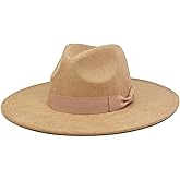 FLUFFY SENSE. Big Wide Brim Fedora Hat for Women - Nashville Outfits Western Hats Women's Felt Panama Rancher Hat