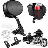 PBYMT Driver Rider Backrest, Adjustable Rider Driver Backrest Fit for Harley Davidson Touring Street Glide Electra Glide Road King Road Glide 1997-2024, Black
