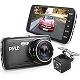 Dash Cam Rearview Mirror Monitor - 4.0” IPS Screen DVR Rear View Dual Camera Video Recording System in Full HD 1080p w/ Built in G-Sensor Parking Monitor Control Loop Record Support - Pyle PLDVRCAM44