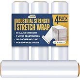 Rockin Rolls Stretch Film Shrink Wrap 18" x 1500 FT x 80 Gauge, 4 Rolls