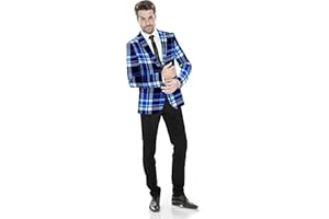 ELINA FASHION Men's Plaid Blazer 2 Button Lightweight Regular Fit Checked Plaid Suit Sport Coat Jacket Casual Daily Dress Jacket Sport Coat