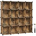 SONGMICS Cube Storage Organizer, Set of 16 Plastic Cubes, Closet Organizers and Storage, Room Organization, Bedroom Living Room, 12.2 x 48.4 x 48.4 Inches, Rustic Brown ULPC442A01