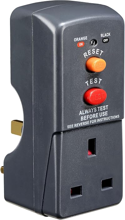 Masterplug Single Socket RCD Safety Adaptor Black