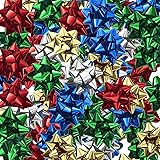 Christmas Ribbon Gift Bows Metallic, Medium & Large, 100 Count, (Assorted Colors)