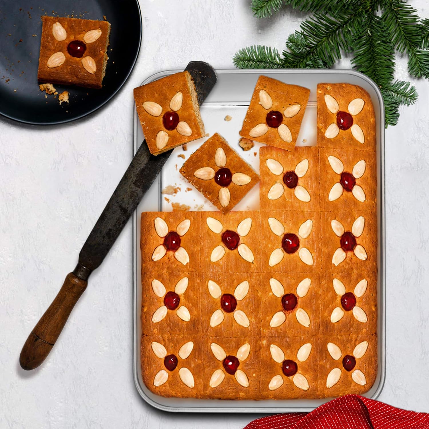 Baking Pans Set of 3, E-far Stainless Steel Sheet Cake Pan for Oven - 12.5/10.5/9.4Inch, Rectangle Bakeware Set for Cake Lasagna Brownie Casserole Cookie, Non-toxic & Healthy, Dishwasher Safe: Kitchen & Dining