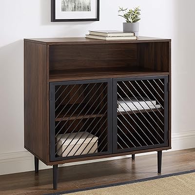 Walker Edison Modern Metal Wood Buffet and Bar Cart, 32 Inch