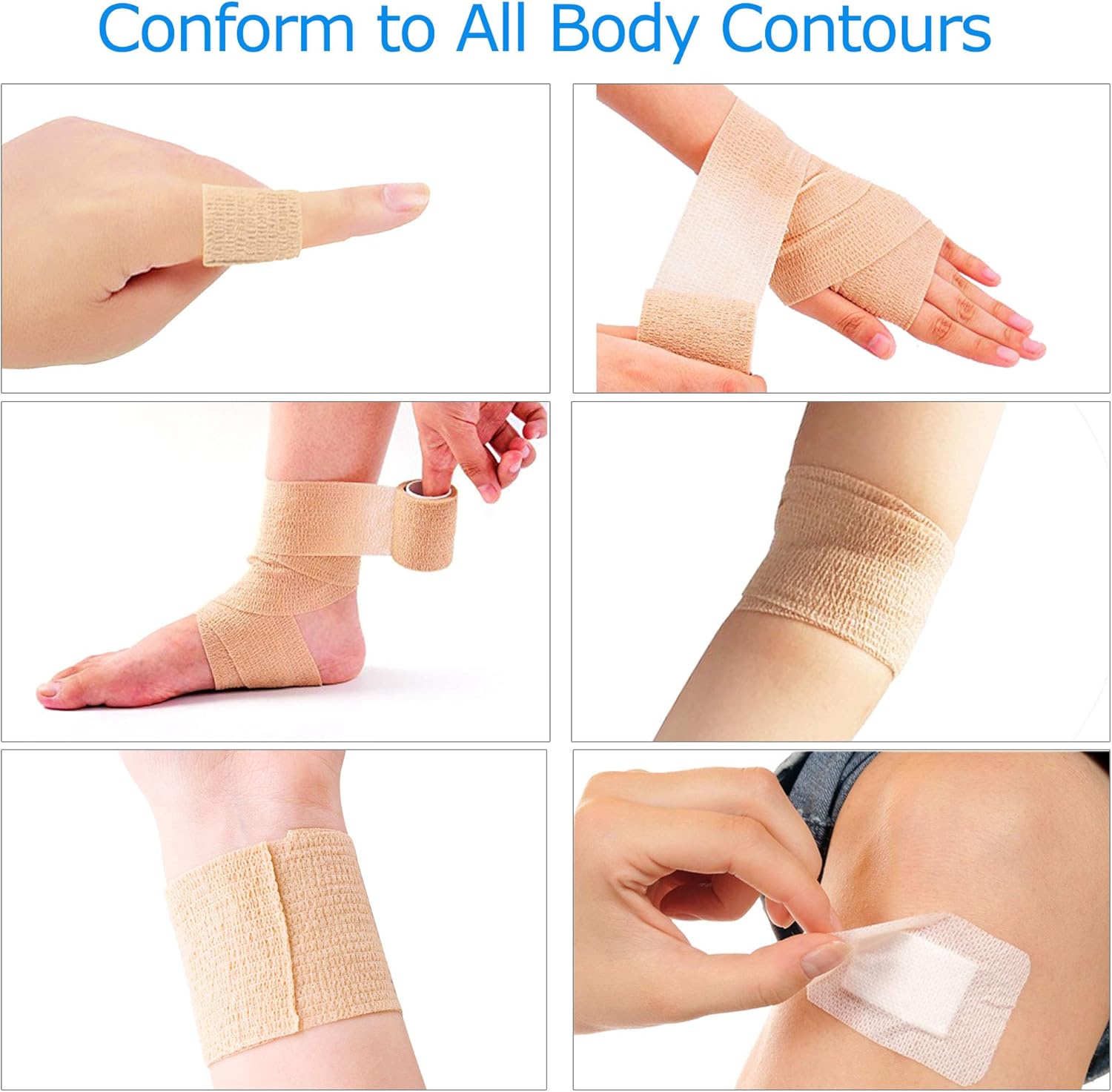 10 Pack Self Adherent Bandage Wrap, 2” x 5 Yards, Medical Tape, Self-Adherent Wrap, Athletic Elastic Cohesive Bandage, First Aid Tape, Sports Tape for Stretch Athletic, Ankle Sprains & Swelling: Health & Personal Care
