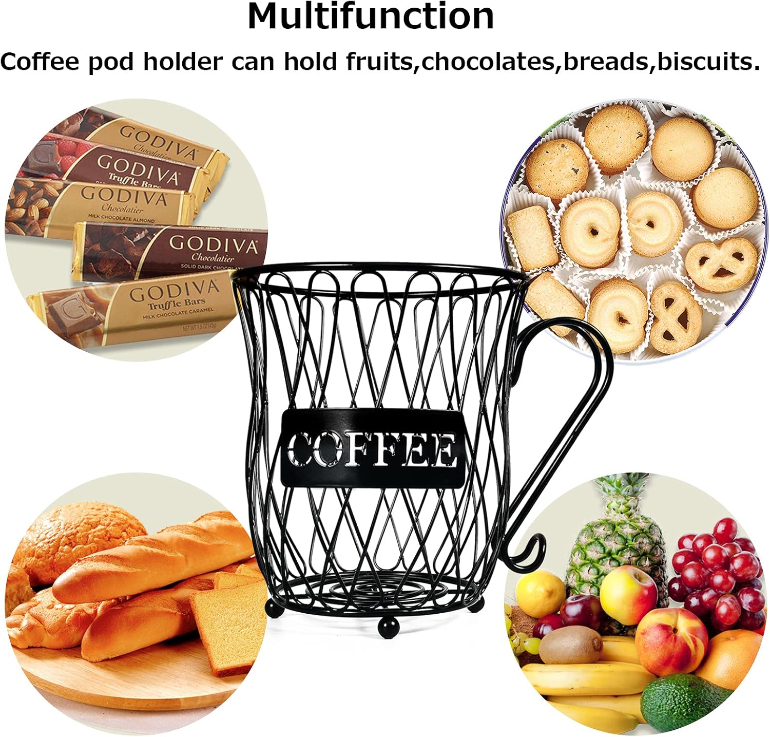 Homentum Black K Cup Holder,Large Capacity Coffee Pod Holder,Coffee Bar Accessories Station Organizer Basket for Counter,Table,Kitchen,Office: Kitchen & Dining