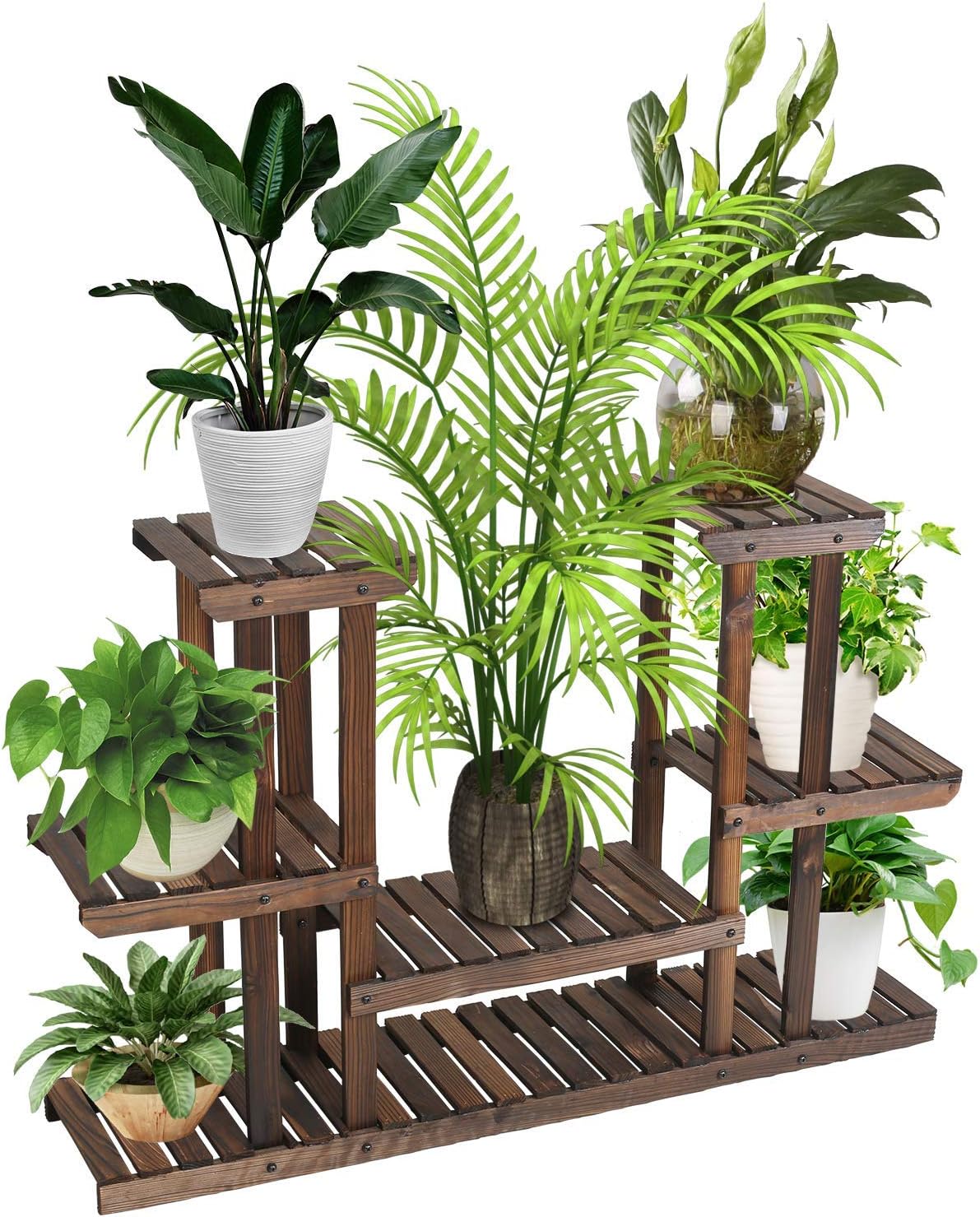 LUCKWIND Wooden Plant Stands 3-Tier Multifunctional Bamboo Plant Flower Stand Rack Bookrack Storage Shelves (45“)