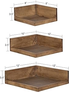 Kate and Laurel Levie Corner Shelf, Set of 3, Rustic Natural, Modern Farmhouse-Inspired Wood Shelf