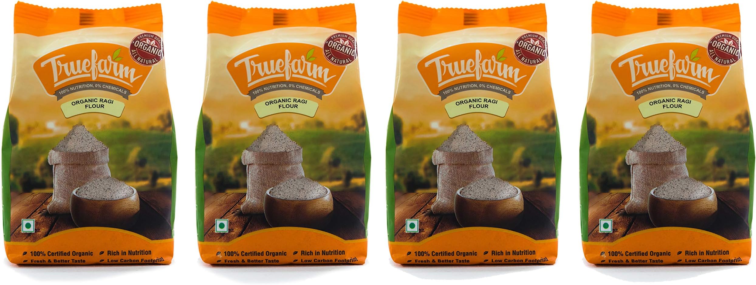Truefarm Foods Organic Ragi Flour, 4X300g
