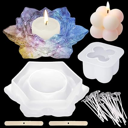 Amazon ろうそく型 ロータスホルダー 樹脂型 シリコン 3d 手作りキャンドル型 キャンドル作成用 30本のキャンドル芯と2本の木製キャンドル芯ホルダー付き ハンドメイドキャンドルソープデコレーション用 キャンドル キャンドルスタンド オンライン通販
