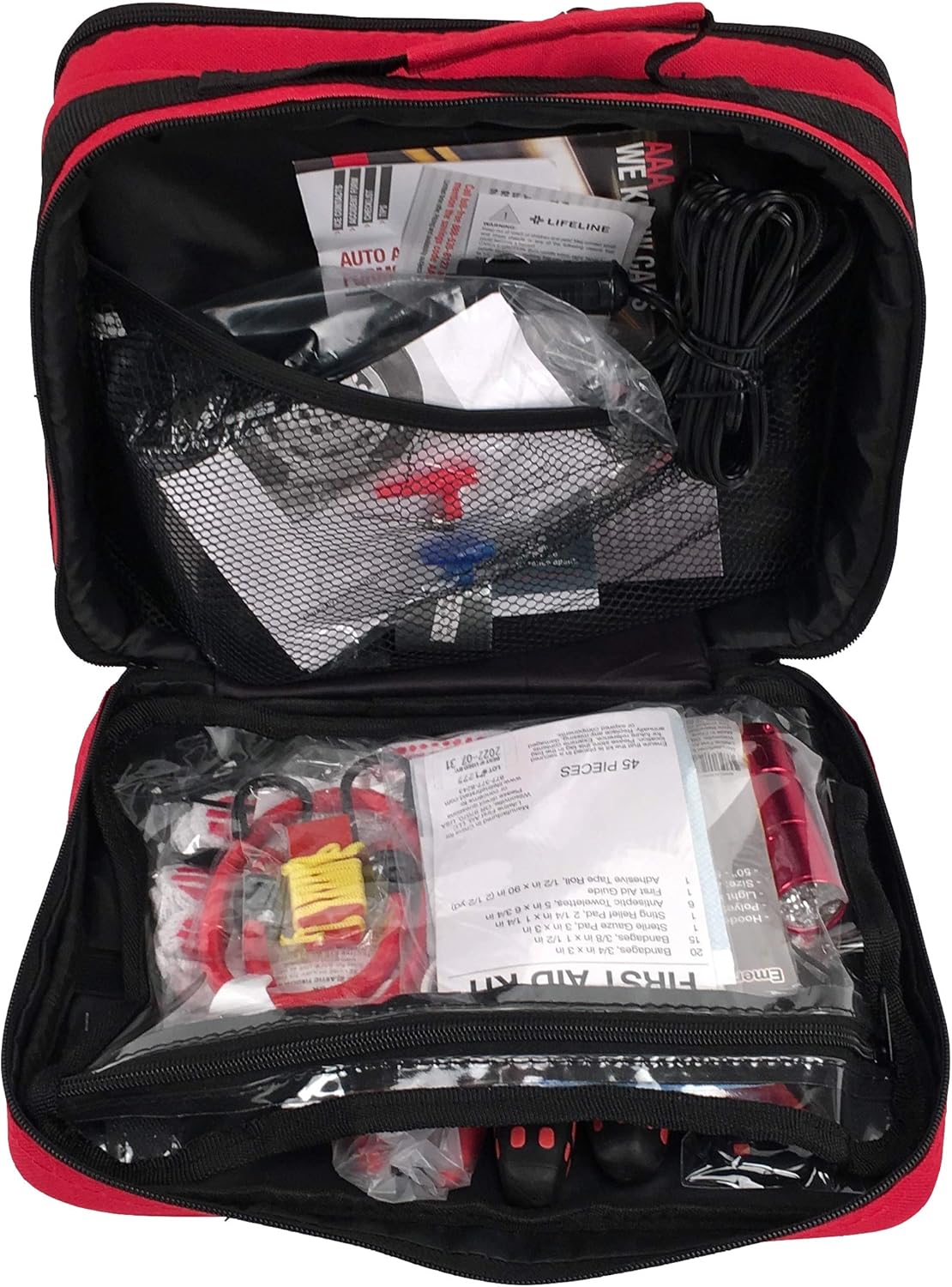 Lifeline 4388AAA Excursion Road, 76-Piece Car Air Compressor, Jumper Cables, Flashlight and First Aid Kit: Automotive