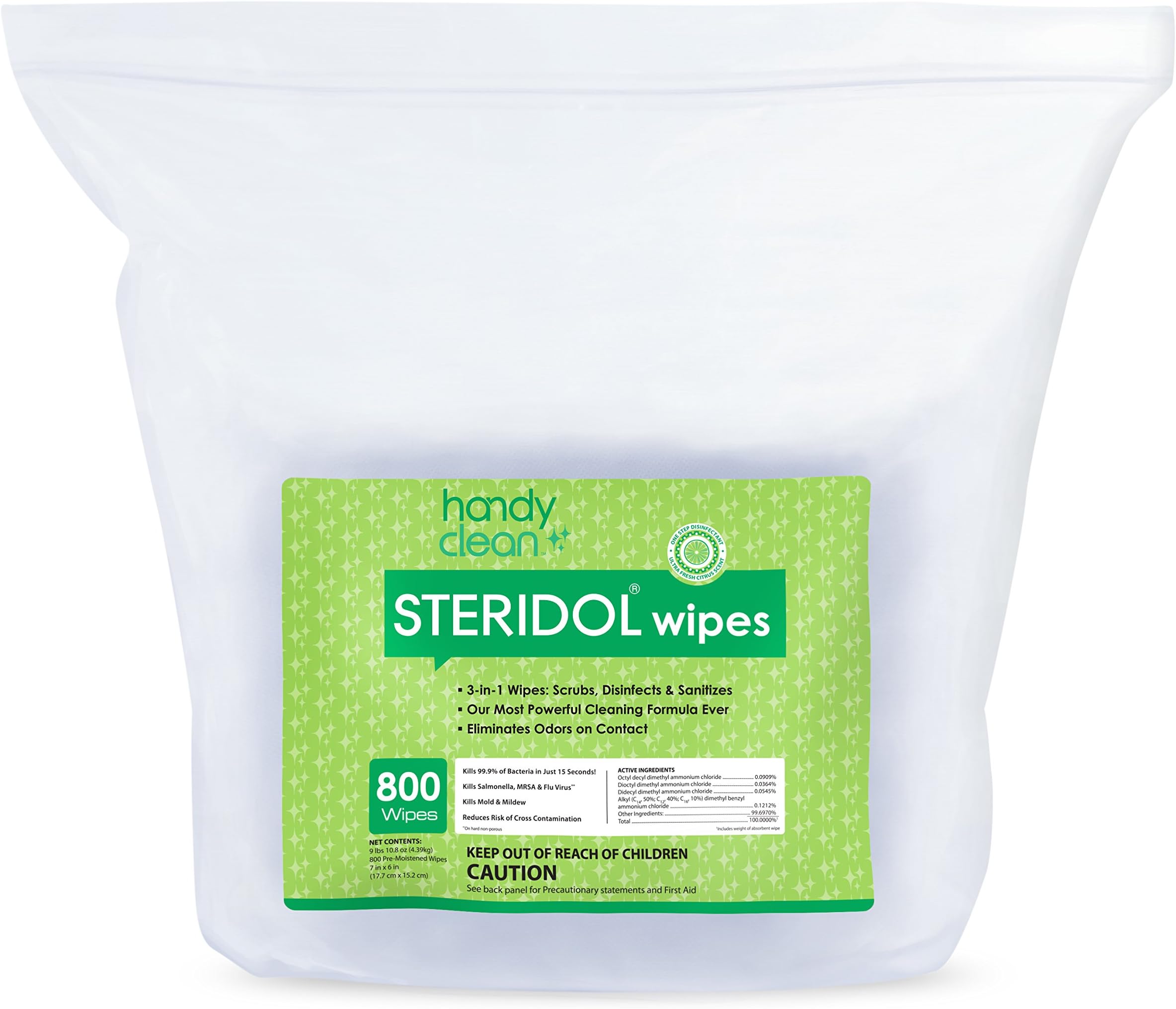 HandyClean Steridol Surface Cleaning Wipes for Gym, Fitness Center, Hospitals, Healthcare Center, School, Supermarket - 800 Count Jumbo Roll x 2 (Total 1600 Wipes)
