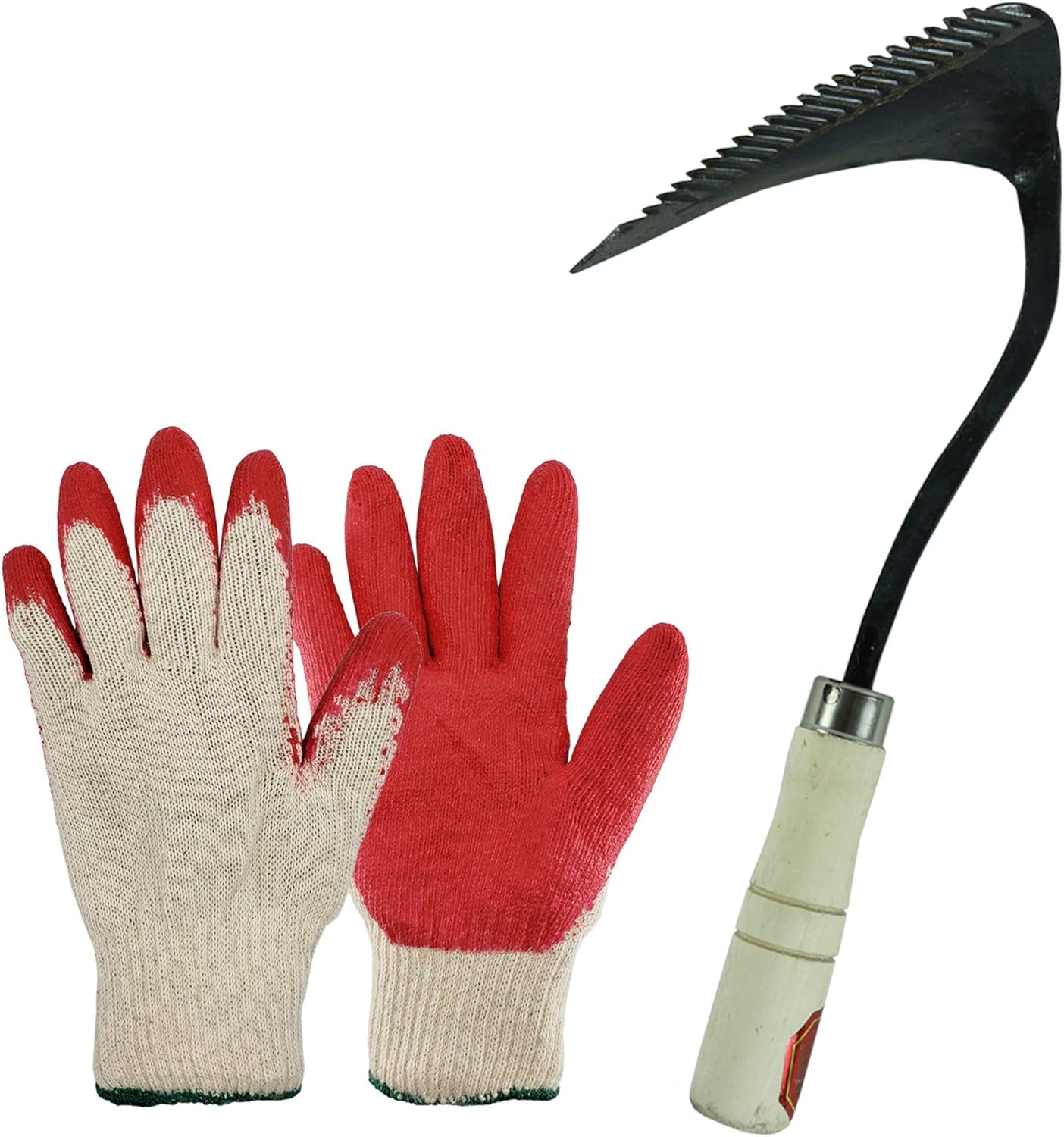 Amazon Com The Elixir Eco Green Hand Forged Korean Ho Mi Gardening Tool With 10 Pairs Of Red Latex Dipped Nitrile Coated Work Gardening Gloves Made In Korea Garden Outdoor