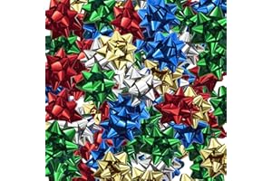 FIFTH AVE KRAFT Christmas Ribbon Gift Bows Metallic, Medium & Large, 110 Count, (Assorted Colors)
