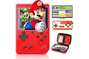 YELLAMI Retro Handheld Game Console with 400 Classical FC Games-3.0 Inches Screen Portable Video Game Consoles with Protective Shell-Handheld Video Games Support for Connecting TV & Two Players (Red)