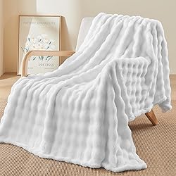 NEWCOSPLAY Twin Blanket for Couch White Super Soft