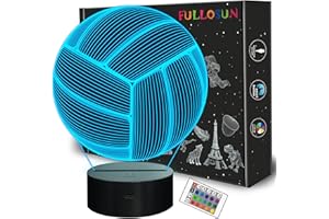 FULLOSUN Volleyball 3D Night Light, Sport Mood Illusion Lamp for Kids with Remote Control 16 Colors Changing, Creative Birthday Beach Volleyball Coach Lover Gifts for Boys Bedroom Decoration