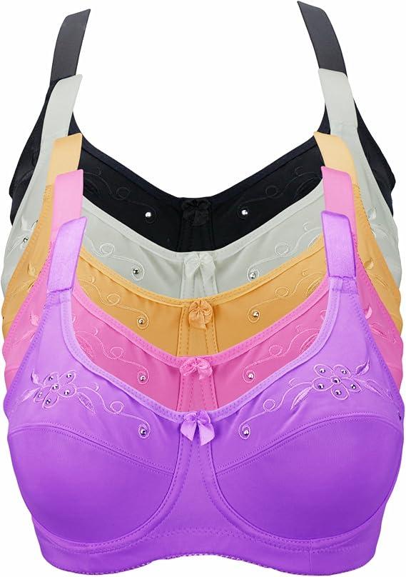 Curve Muse Plus Size Minimizer Bra 2-Pack - Underwire Lace Embroidery, 36D, Blue Haze & Light Pink - View #5