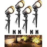 SUNVIE 6W Low Voltage Landscape Lighting LED Landscaping Lights Warm White Low Voltage Lighting Waterproof Landscape Spotlights with Connectors Spot Lights Outdoor for Tree Wall Pathway Yard, 4 Pack