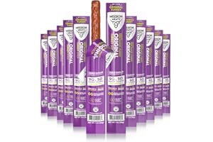 EST. 2015 MISSION MEATS Mission Meats Turkey Sticks, 100% Free Range Turkey Jerky, Zero Sugar, Delicious Healthy Snacks, 9g Protein, Individually Wrapped, Gluten Free, Original 1oz (12ct)