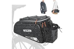 Febabilo Bike Bags for Bicycle Rear Rack - 10L EVA Hard Shell Waterproof 3-in-1 Ebike Trunk Cargo Pannier Bag with Reflective Strip & Shoulder Strap for Commuter Travel Outdoor Cycling Accessories