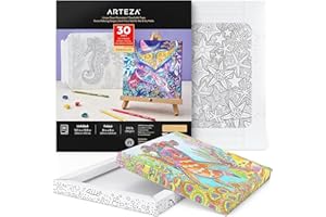 Arteza Adult Coloring Book, 12.1 x 13.5 Inches, 30 Sheets, Ocean Illustrations, 215-lb Paper, DIY Coloring Sheets Fold Into 8