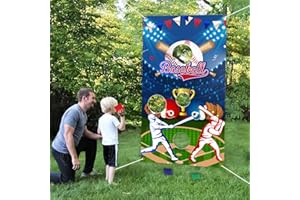 Serencatcher Baseball Toss Game, Baseball Themed Backdrop Banner Bean Bag Toss Game, Baseball Indoor Outdoor Games for Kids Baseball Sport Theme Birthday Party Decorations Supplies