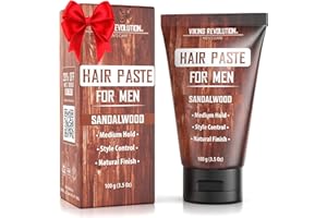 Viking Revolution Hair Paste for Men - Sandalwood Scented Texture Paste - Medium Hold, Natural Finish - Matte Look, Easy Wash Out, Non-Greasy Styling Cream for All Day Control (3.5oz)