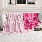 Juicy Couture Plush Throw Blanket Set - 2 Piece Set: 50" x 70" & 60"x 90", Royal Embossed/Bow