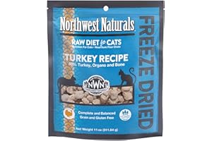 Northwest Naturals Freeze-Dried Turkey Cat & Kitten Food – Bite-Sized Nibbles – Healthy, Limited, Human-Grade Ingredients, All-Natural, High-Protein Raw Diet – Complete & Balanced, Made in USA, 11 oz