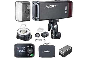 GODOX AD200 PRO II Flash (2025) AD200 PRO Strobe, Updated 200Ws 2.4G 1/512 to Full Power (1/1) Ten-Step Power Adjustment, Color Temperature Constant Mode ±100K Flash Head Pocket Flash Monolight