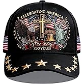 250 Anniversary USA Hat American 250th Eagle & Liberty & Cross Patriotic Printed Pattern Baseball Cap for Men Women