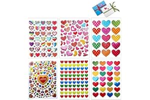 DREAM LOOM Love Heart Stickers, 60 Sheets Colorful Heart Decorative Stickers for Valentine's Day, Anniversaries, Wedding