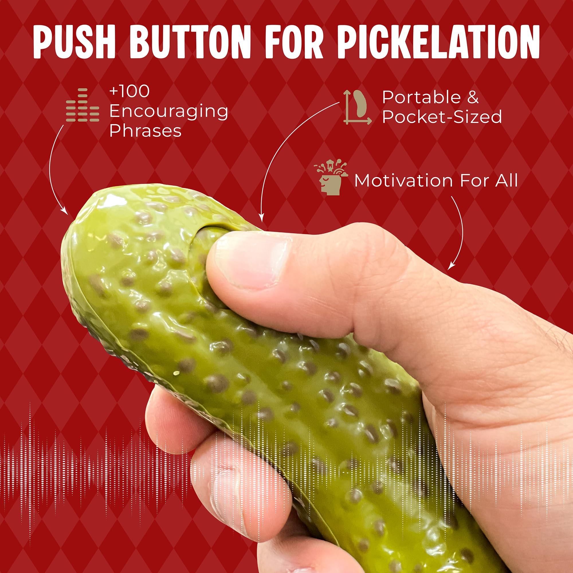 DR DINGUS Emotional Support Pickle - +100 Positive Inspirational Phrases - Press Button - Funny Family Friendly Gag Toy for Class, Office, Gift, Friends