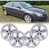OPKOURE 4PCS 17" Silver Hubcap Wheel Covers for 2008-2012 Chevrolet Malibu | ABS+PC Plastic 17inch Hubcaps Replacement for OEM# 9596923, Easy Installation &amp; Durable Protection