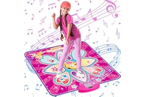 HEGUD Dance Mat Toys for Girls 3 4 5 6 7 8 9 10 11 12 Years Old, Musical Kids Toy Gifts with 3 Game Modes & 4 Challenge Levels, Built-in Music & Adjustable Volume, Birthday for Kids (Pink)