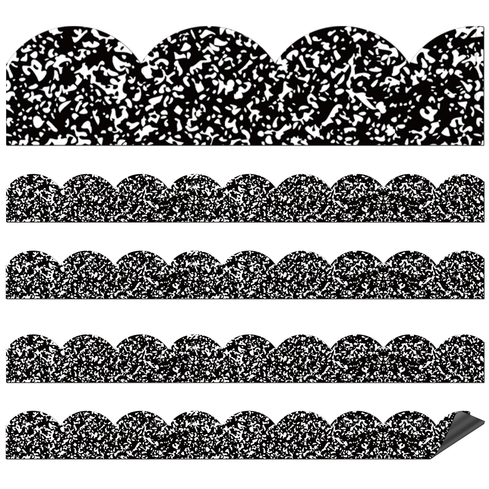 Photo 1 of Ireer 24 Pcs Composition Magnetic Borders for Classroom Whiteboard 1.5 x 11.8'' Magnetic Bulletin Board Borders Composition Scalloped Strips Trim Decoration for Classroom School Office Chalkboard Wall
