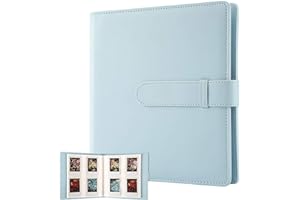 VEICEVOL 256 Pockets Photo Album for Fujifilm Instax Mini Camera, Leather Cover Photo Book for Polaroid Pictures, 2x3 Photo Album for Fujifilm Instax Mini 12 11 9 40 90 8 7 Evo LiPlay Instant Camera (Blue)