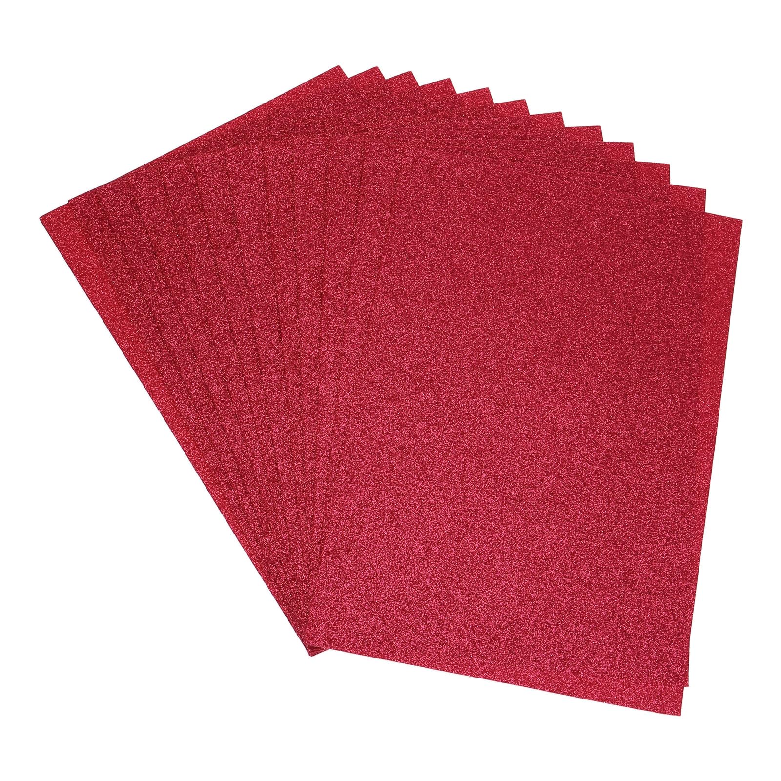 Rebower Glitter Soft Felt Fabric Sheets Acrylic Craft Sheets [for DIY Craft Hobby Hair Bow Costumes Decorations] - 11.8 x 7.8 Inch/Rose Red / 12PCS