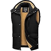 Pursky Men's Winter Puffer Vest Warm Fleece Lined Quilted Puffy Sleeveless Jacket Casual Outdoor Vests