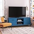 Novogratz Cache Metal Locker-Style TV Stand for TVs up to 65", Bright Blue