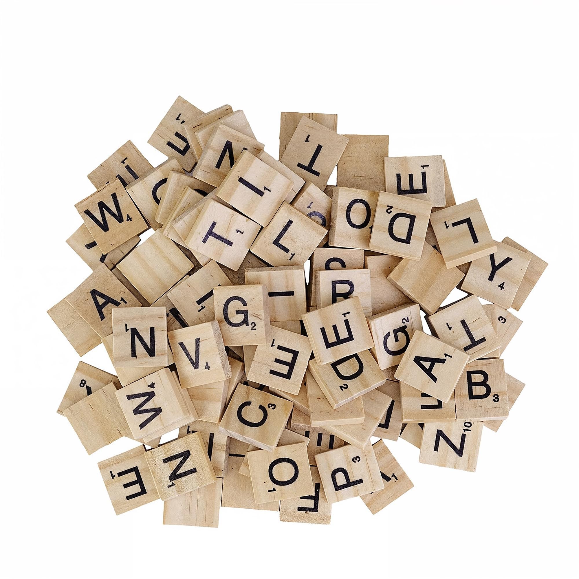 WedDecor 200Pcs Wooden Alphabet Letter Tiles for Crafts, Complete A-Z Alphabet and Number Printed Tiles for Art & Crafts, Frames, Scrapbook, DIY Project, Spelling, Home Decor