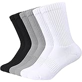 Kids Crew Socks Boys Cushioned Athletic Socks Girls Cotton Dress Sock Sports School Uniform Youth 6 Pairs