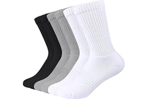 COZIWILL SOCKS Kids Crew Socks Boys Cushioned Athletic Socks Girls Cotton Dress Socks Thick Sports School Uniform Youth 6 Pairs