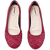 Veittes Women's Wide Width Flat Shoes, Comfortable Casual Round Toe Classy Design Ballet Flats.